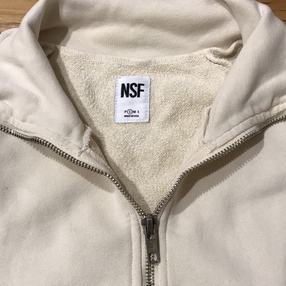 🇺🇸 NSF Camila Pullover Small Striped Quarter Zip Up Sweatshirt Cream USA Made - Picture 7 of 15
